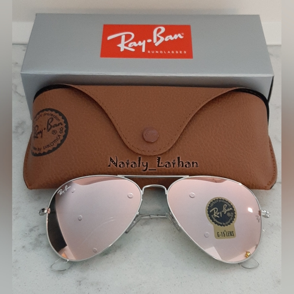 Ray-Ban (Store Display) Aviator Pink Mirror RB3025 - Picture 7 of 10